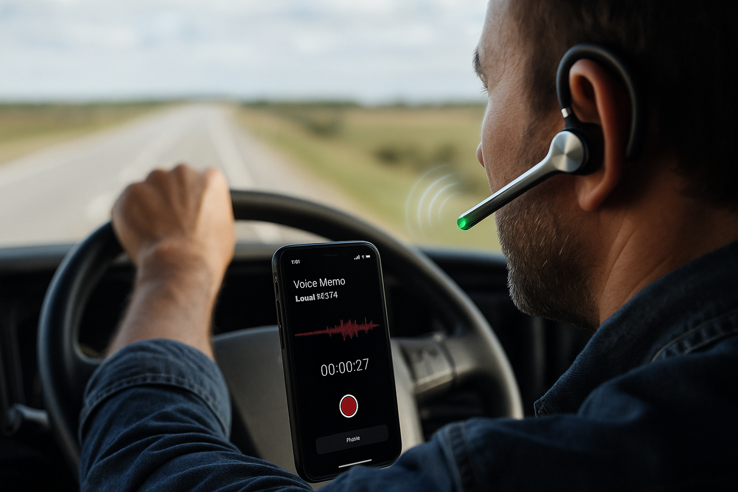 LDAS G7 Earpiece promoted as a hands-free legal headset for Canadian and US truck drivers on highways.