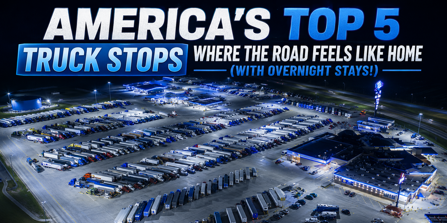 American truck stop bird eye view