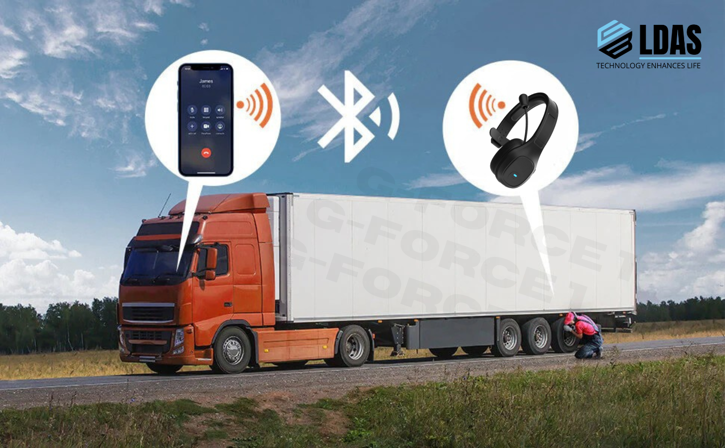 Wireless Headset For Truckers with mic . LDAS G-force1 .