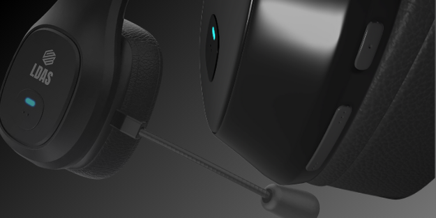 Close-up of LDAS GeForce-1 trucker headset