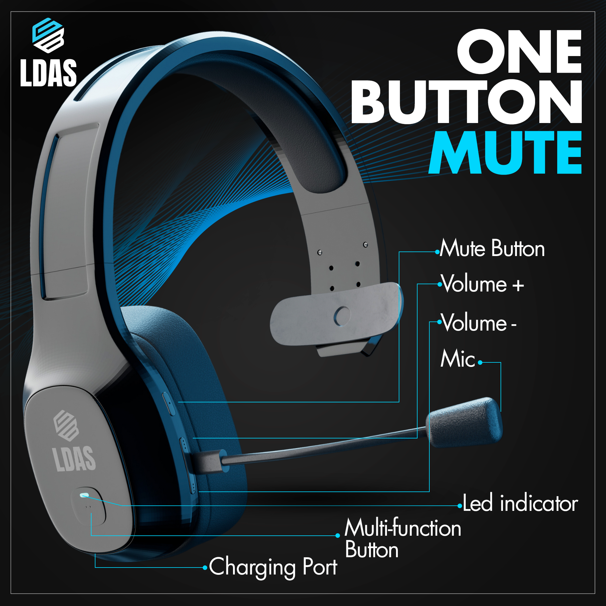 LDAS Trucker Bluetooth Headset GeForce1 (TH11) - LDAS ELECTRONICS