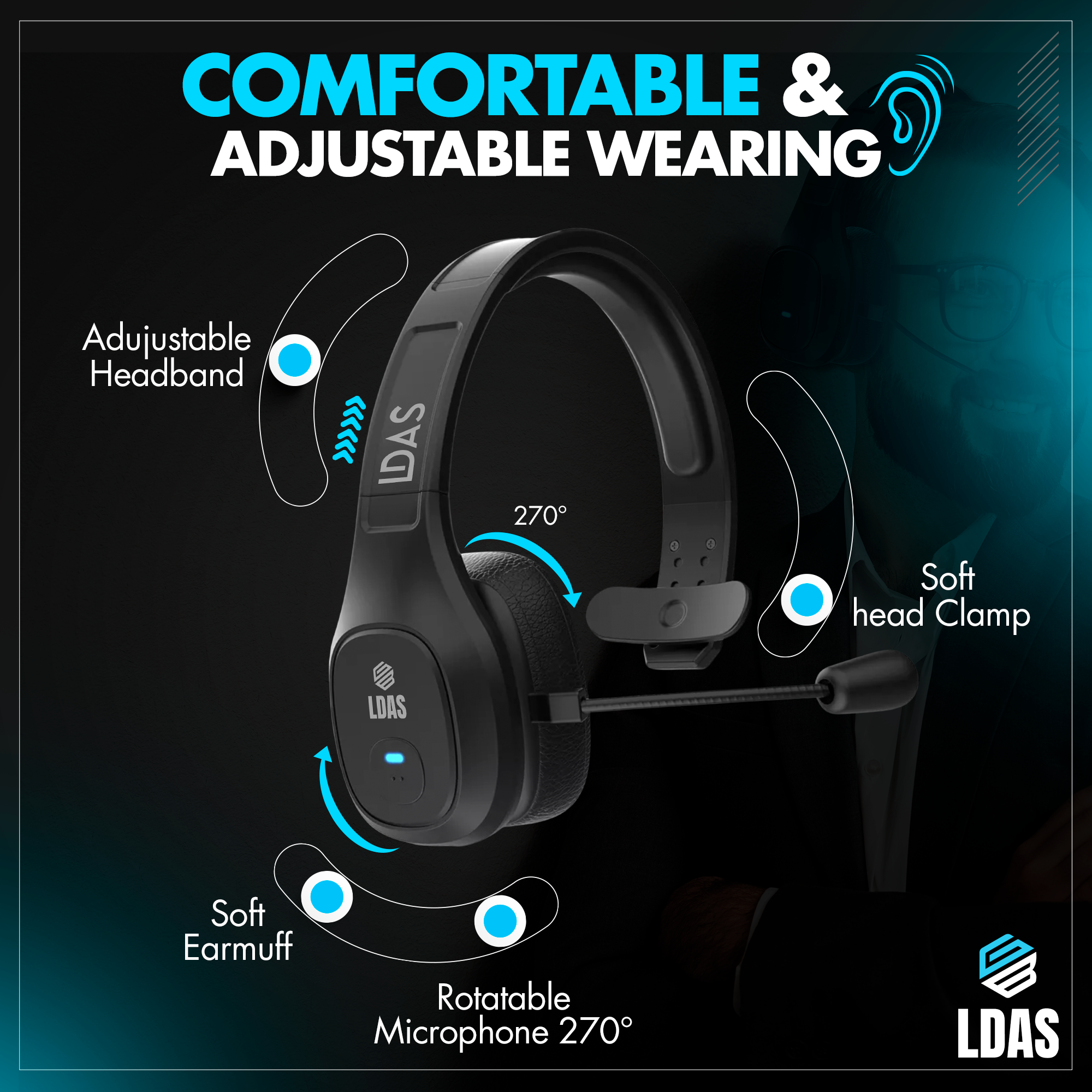 LDAS Trucker Bluetooth Headset GeForce1 (TH11) - LDAS ELECTRONICS