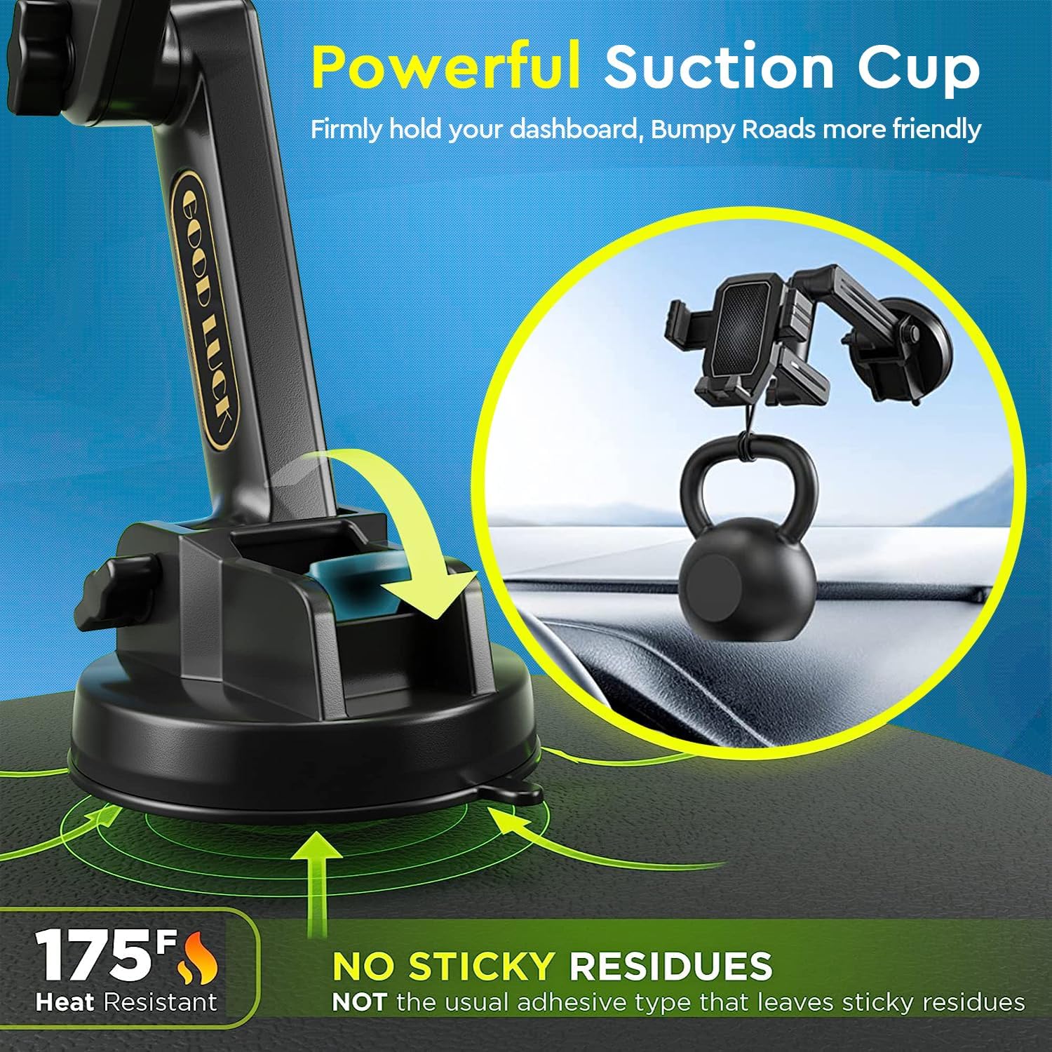 LDAS Phone Mount for Truck, Truck Phone Holder Mount Heavy Duty, Dashboard Windshield Phone Holder for Semi Truck, Suction Cup Phone Mount for Truck Accessories, Compatible with iPhone/Samsung