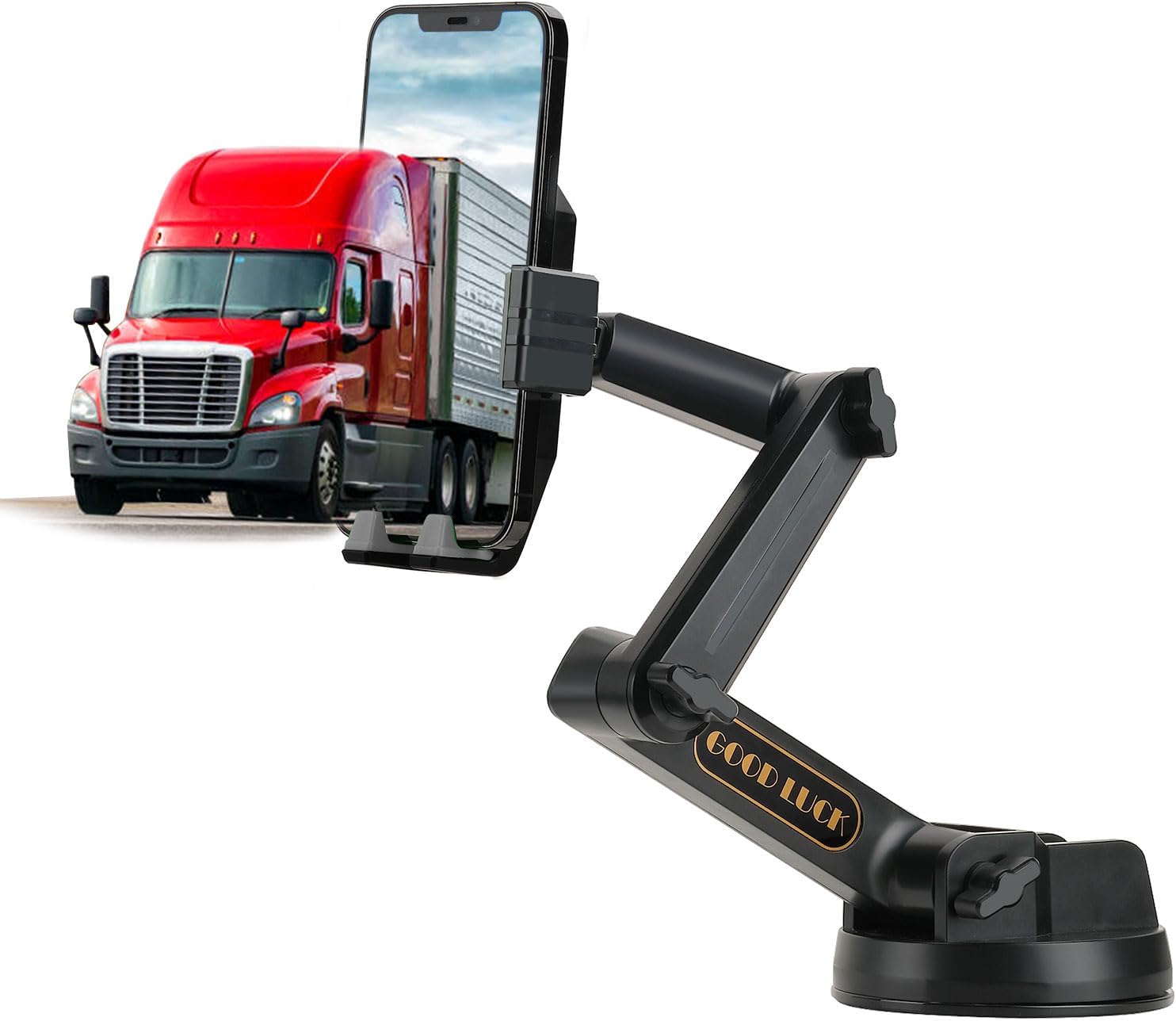 LDAS Phone Mount for Truck, Truck Phone Holder Mount Heavy Duty, Dashboard Windshield Phone Holder for Semi Truck, Suction Cup Phone Mount for Truck Accessories, Compatible with iPhone/Samsung