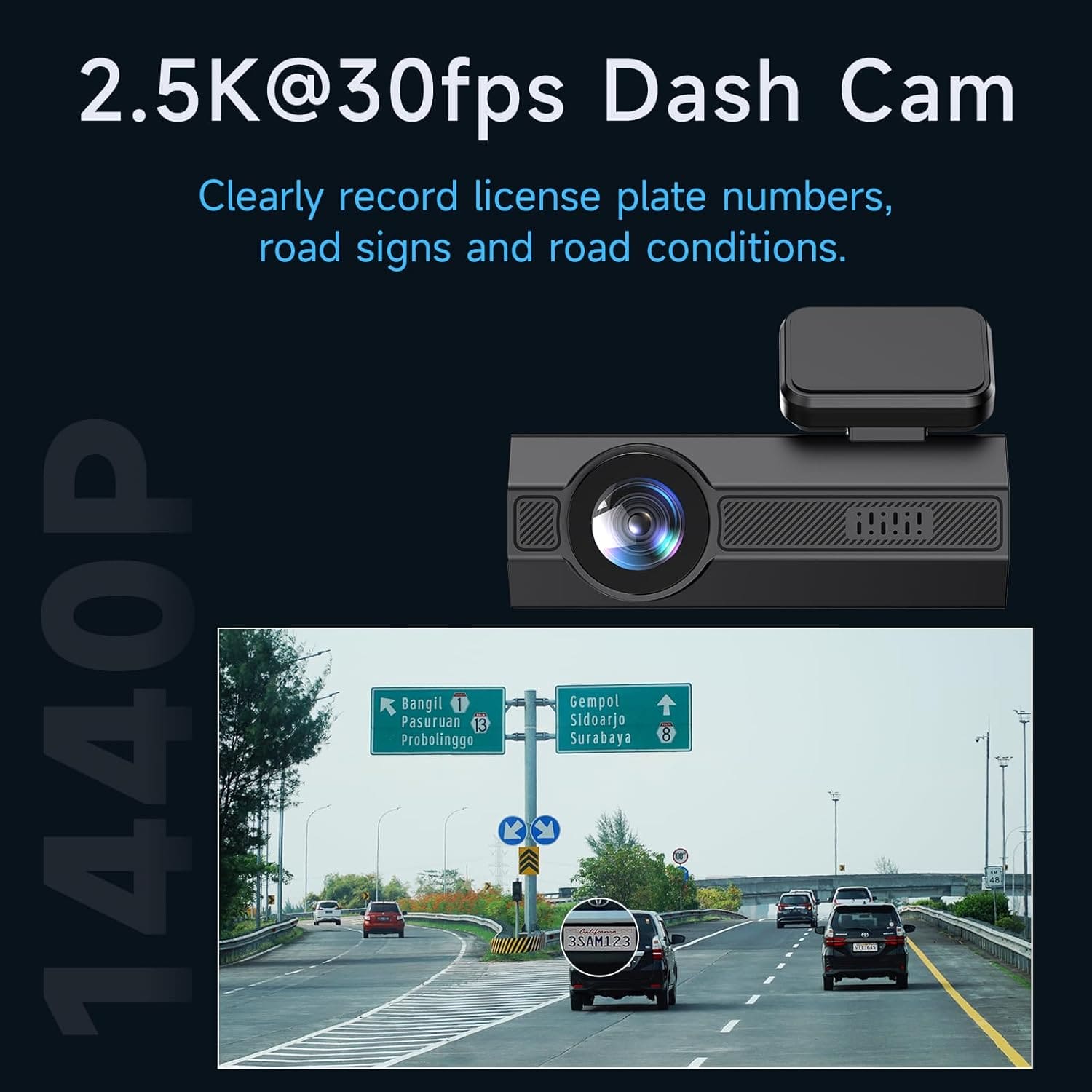 LDAS Dash Cam Front 2.5K: Mini Dash Cam for Cars, 1440P Car Camera with APP, WiFi Dash Cam with WDR Night Vision, 24 Hours Parking Monitor Dashcams, 160°Wide, G-Sensor - LDAS ELECTRONICS