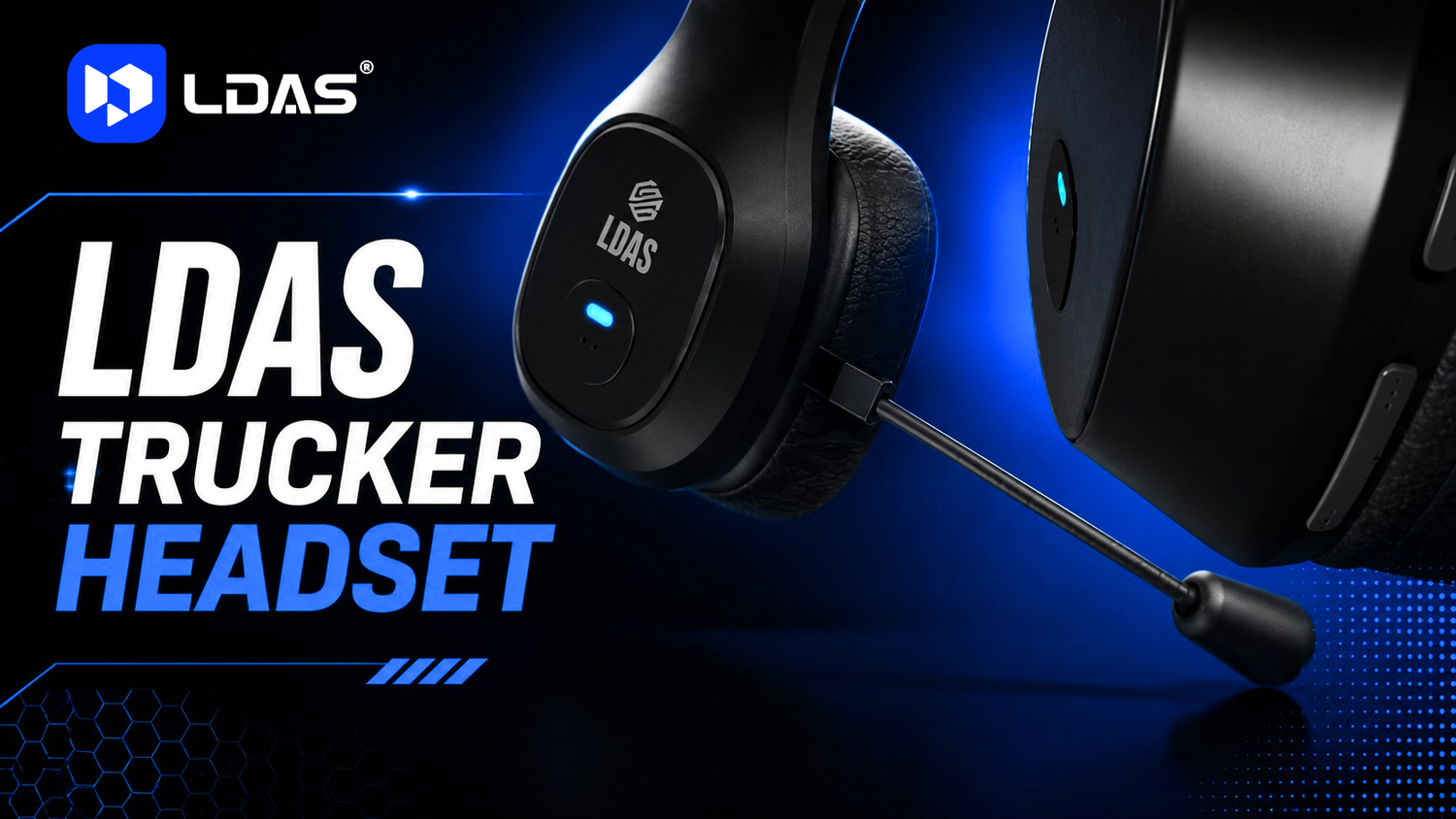 Close-up of LDAS GeForce-1 trucker headset 