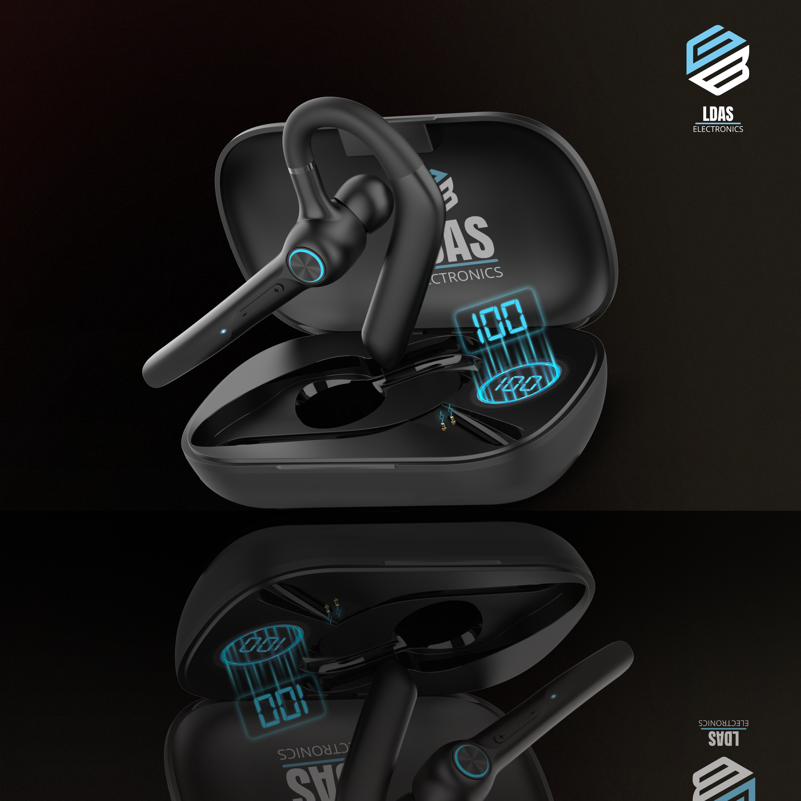 LDAS G3 best earpiece in the market open case of G7 show us the earpiece with logo and charging monitor on top corner is the brand logo