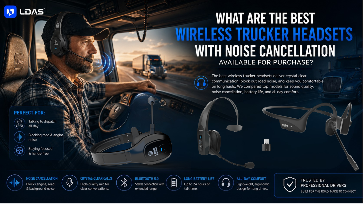What are the best wireless trucker headsets with noise cancellation available for purchase?