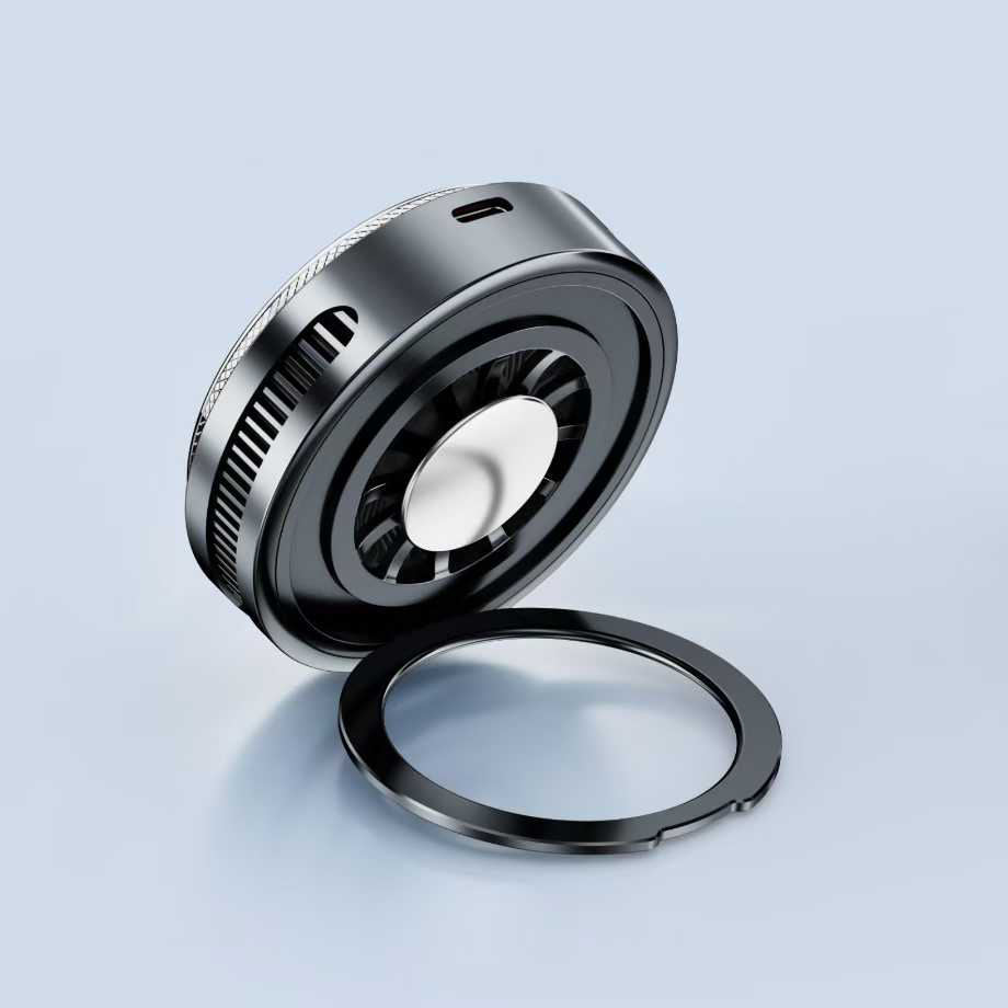 Close-up of a mechanical bearing component on a light blue background